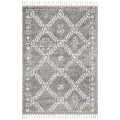 Saffron Jamila Fringed Shag Rug, 160x230cm, Silver