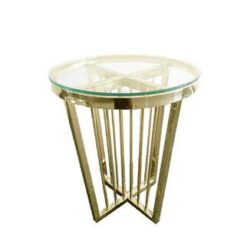 Salina Side Table 45cm Gold Base - Clear Glass