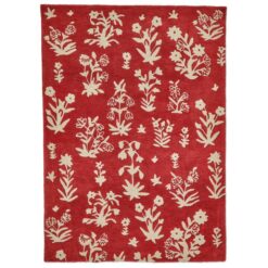 Sanderson Woodland Glade Hand Tufted Designer Wool Rug, 280x200cm, Damson Red