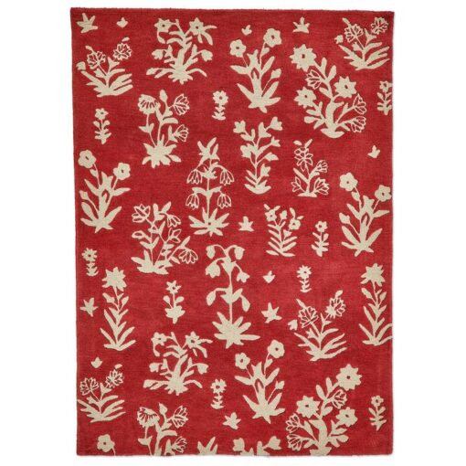 Sanderson Woodland Glade Hand Tufted Designer Wool Rug, 280x200cm, Damson Red