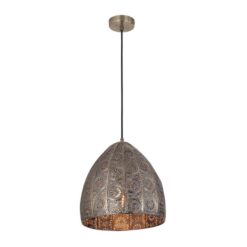 Sari Interior Patterned Ellipse Pendant Light - Aged Brass