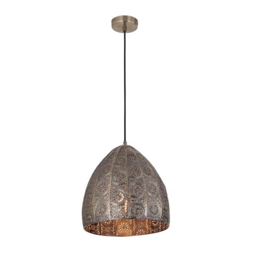 Sari Interior Patterned Ellipse Pendant Light - Aged Brass