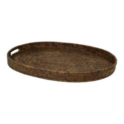 Savannah Rattan Tray, Oval, Small, Tobacco