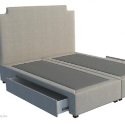 Scallop custom upholstered bed with choice of storage base