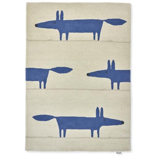 Scion Mr Fox Hand Tufted Designer Wool Rug, 200x140cm, Pebble / Denim