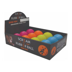 Scream Rubber Ball Dog Toy - Assorted Colours 12 X 6cm - Medium