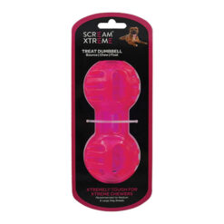 Scream Xtreme Treat Dumbbell Dog Toy - Loud Pink 1 X 13cm - Medium/Large