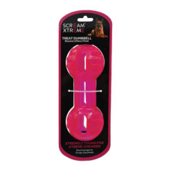 Scream Xtreme Treat Dumbbell Dog Toy - Loud Pink 1 X 20cm - Extra Large
