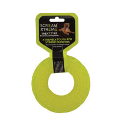 Scream Xtreme Treat Tyre Dog Toy - Loud Green 13 Cm X 4.5cm - Medium/Large