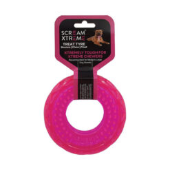 Scream Xtreme Treat Tyre Dog Toy - Loud Pink 13 Cm X 4.5cm - Medium/Large