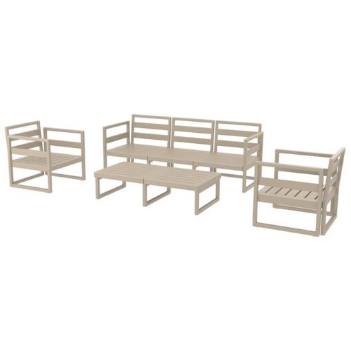 Siesta Mykonos 4 Piece Outdoor Lounge Set, 3+1+1 Seater, Taupe