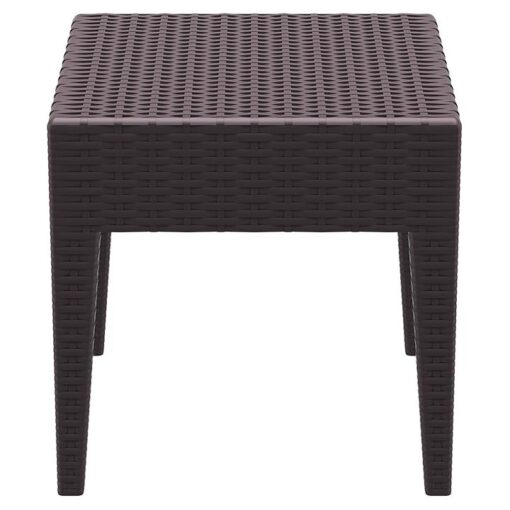 Siesta Tequila Commercial Grade Resin Wicker Outdoor Side Table, Chocolate