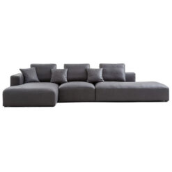 Sleekon Modern Fabric Modular Corner Sofa, 4 Seater Armless with LHF Chaise, Dark Grey