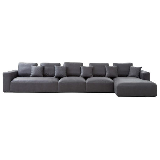 Sleekon Modern Fabric Modular Corner Sofa, 5 Seater with RHF Chaise, Dark Grey