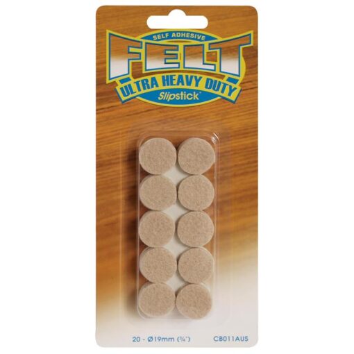Slipstick Heavy Duty Felt Pads, 1.9cm, Round, 20 Pack