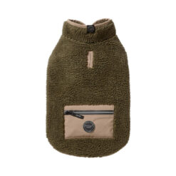 Snooza Dog Apparel Teddy Vest With Pocket Khaki And Fawn 1 X Large