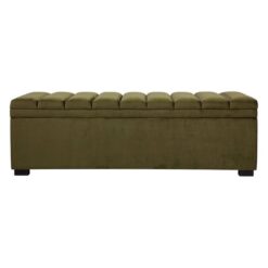Soho Velvet Fabric Storage Ottoman Bench / Blanket Box, Olive