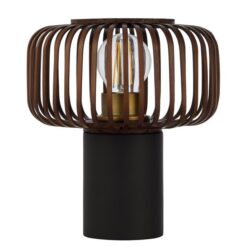 Sorens Iron & Bamboo Round Table Lamp, Black / Brown