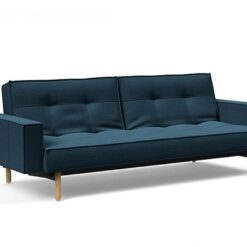 Splitback king single sofa bed with fabric arms and oak stem legs - innovation living