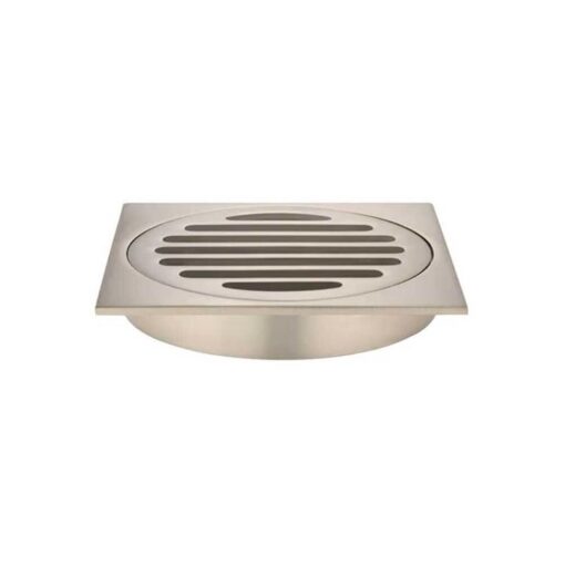 Square Brass Shower Centre Waste - 100mm Outlet - Champagne