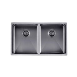 Stainless Steel Kitchen Sink - 770mm Double Bowl - Gunmetal Grey - Top/Under Mount