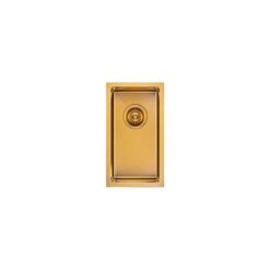 Stainless Steel Kitchen and Laundry Sink - 250mm Half Bowl - Brushed Gold - Top/Under Mount