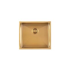 Stainless Steel Kitchen and Laundry Sink - 510mm Single Bowl - Brushed Gold - Top/Under Mount