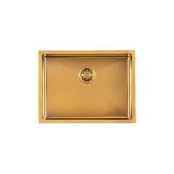 Stainless Steel Kitchen and Laundry Sink - 600mm Single Bowl - Brushed Gold - Top/Under Mount