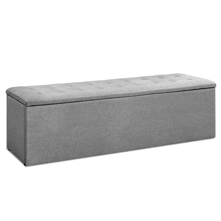 Artiss Storage Ottoman Blanket Box 140cm Linen Grey Storage Ottoman Blanket Box 140cm Linen Grey
