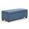 Storage Ottoman Stool 102cm Fabric DARK BLUE