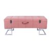 Syvella Velvet Fabric Storage Trunk Ottoman Bench, Pink / Silver