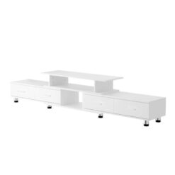 TV Cabinet Entertainment Unit Extendable 160CM To 220CM White
