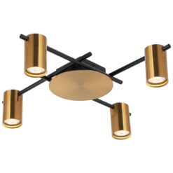 Tache Aluminium Batten Fix Ceiling Light, 4 Light, Antique Brass