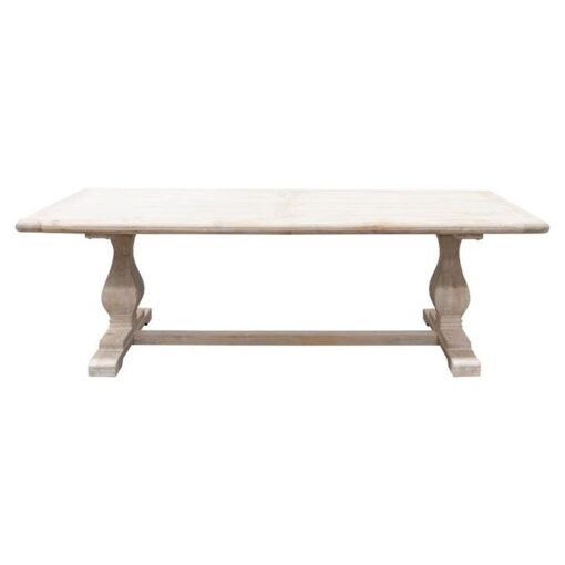 Tate Reclaimed Elm Timber Pedestal Dining Table, 240cm, White Wash