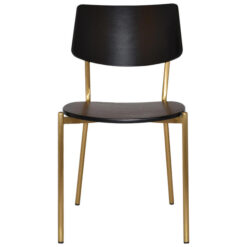 Texas Commercial Grade Stainless Steel Dining Chair, Timber Seat, Black / Brass