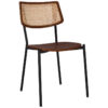 Texas Commercial Grade Steel & Rattan Dining Chair, Timber Seat, Light Walnut / Black