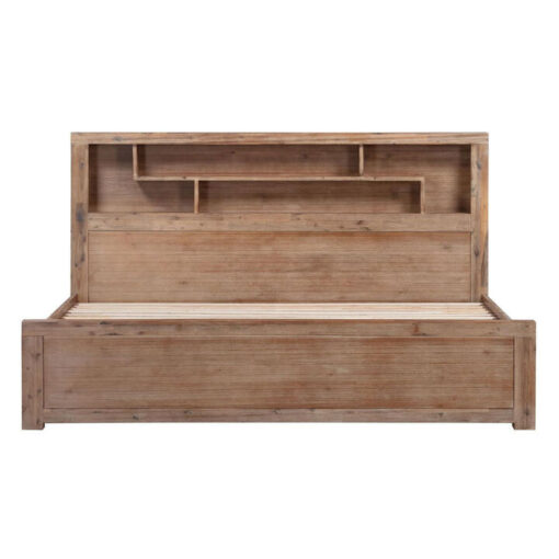 The Block Acacia Timber Bookcase Bed with Side Drawers, Queen, Butterscotch