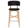 Torino Commercial Grade American Ash Timber Bar Stool, Vinyl Seat & Back, Natural / Black