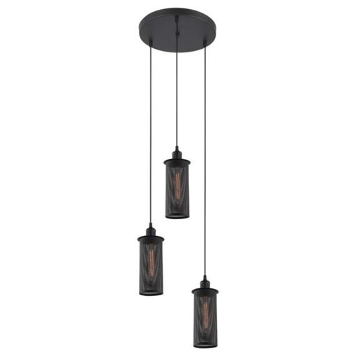 Veneto Iron 3 Light Cluster Pendant Light, Black