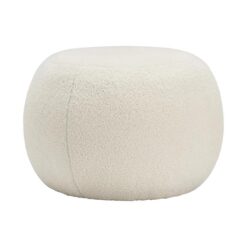 Venus Boucle Fabric Round Pouf, Cream