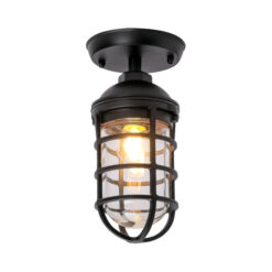 Villaku IP44 Aluminium & Glass Exterior Ceiling / Wall Lights, Black