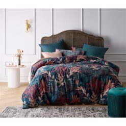 Vintage Design Homeware Etheridge Printed Velvet Quilt Cover Set, Queen