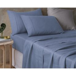 Vintage Design Homeware Hemp Sheet Set, Queen, Sky Blue