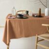 Vintage Design Homewares Helm Terracotta Washed Linen Cotton Tablecloth 130cm x 180cm