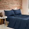 Vintage Washed Microfibre Sheet Set with 1 Pillowcase - Navy - Single