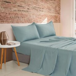 Vintage Washed Microfibre Sheet Set with 1 Pillowcase - Seafoam - King Single