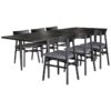 Vizcaya Oak Timber 7 Piece Extensible Dining Table Set, 170-230cm, with Fabric Seat Chairs