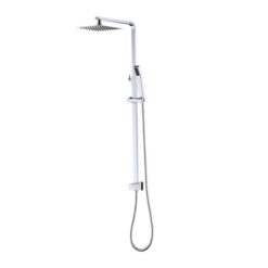 WELS 8" Rain Shower Head Set Square Dual Heads Faucet High Pressure With Mixer