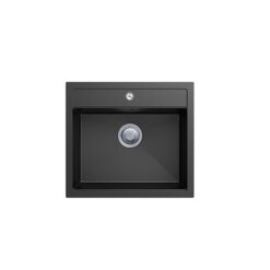 Waltz Granite Kitchen Sink - 560 x 510mm Single Bowl - Deep Black - Top/Under Mount