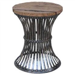 Waverton Handcrafted Iron Stool with Timber Seat